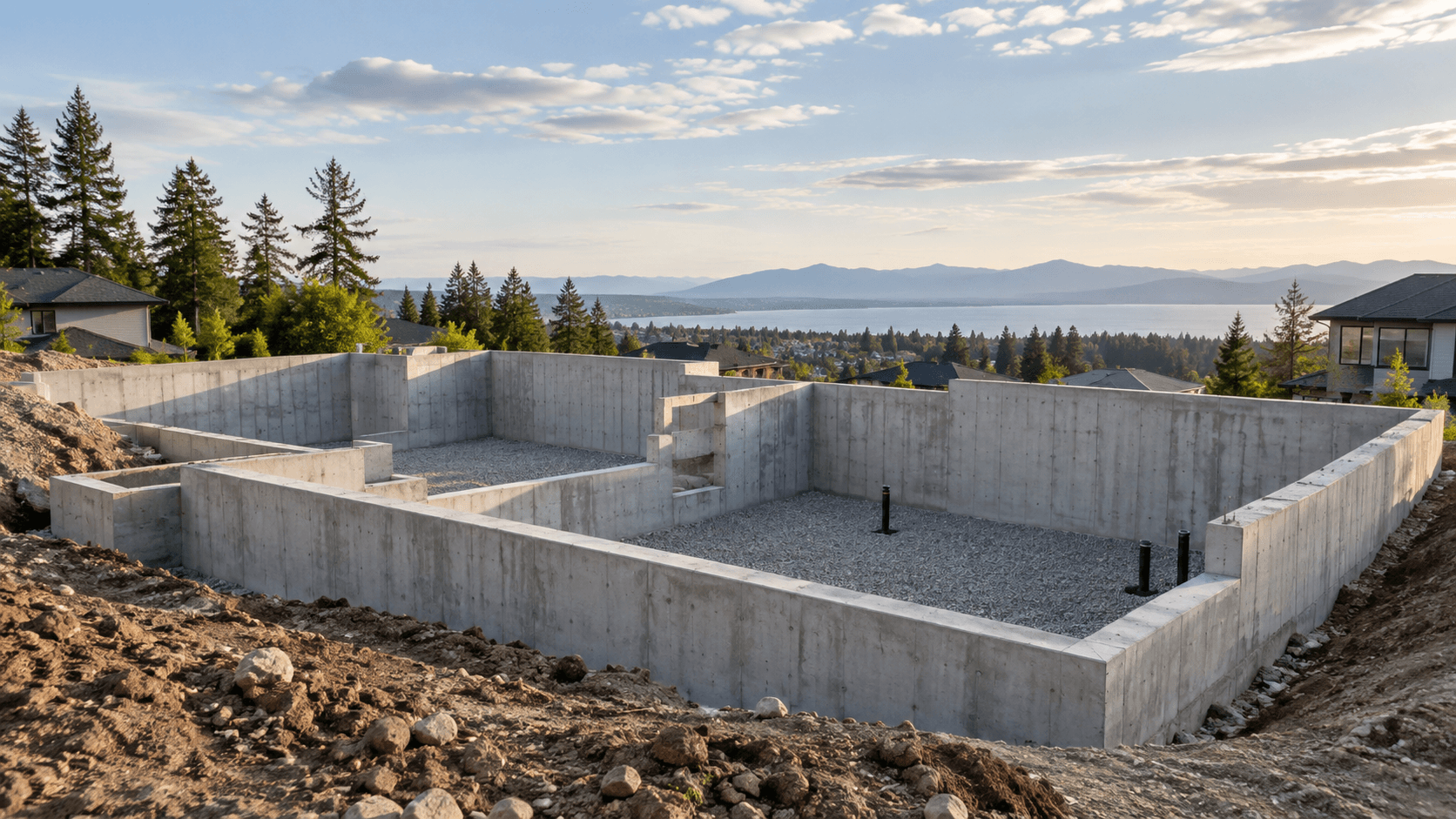 Poured concrete residential foundation