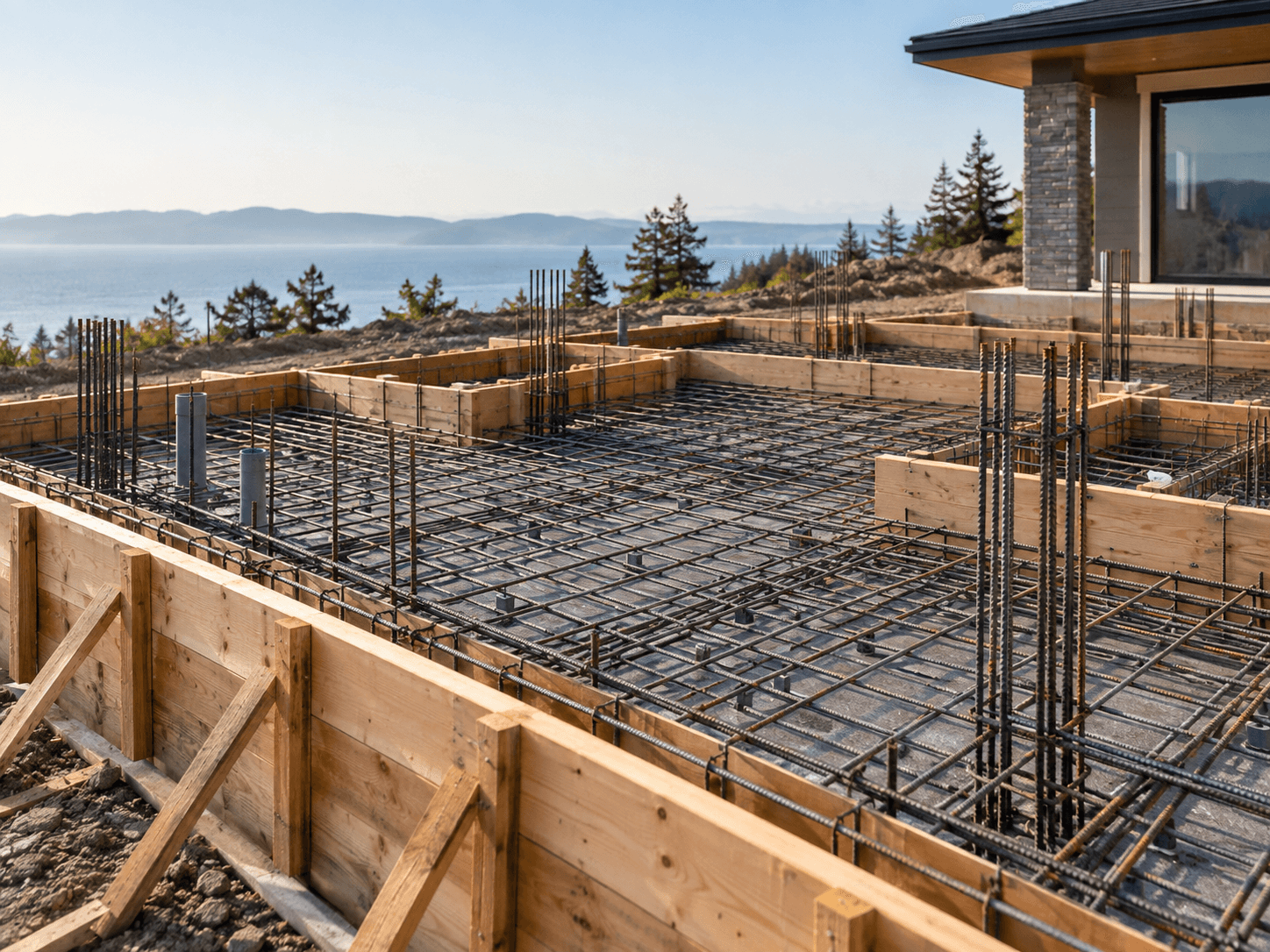 Concrete formwork and reinforcing steel