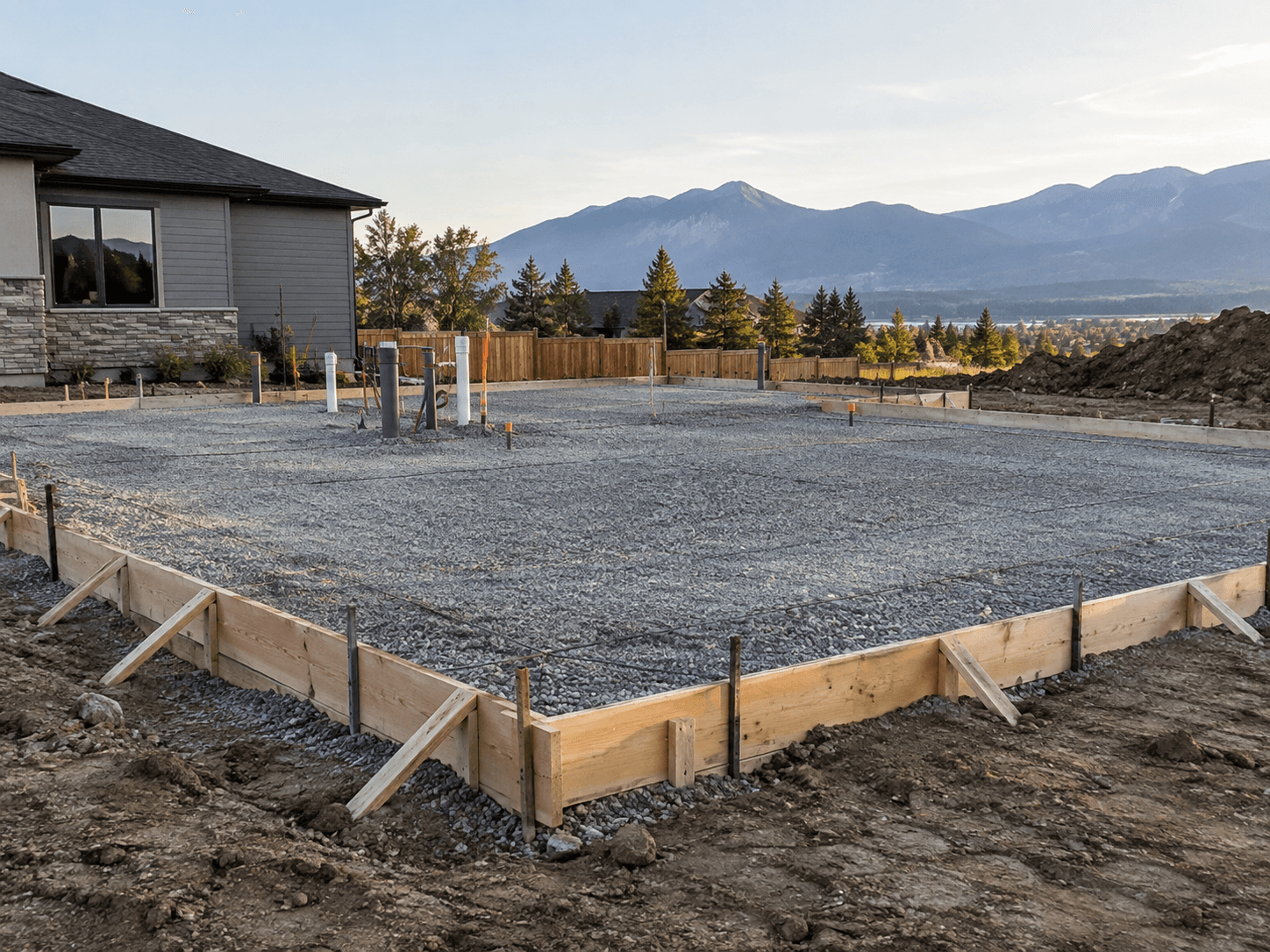 Prepared residential slab area with forms